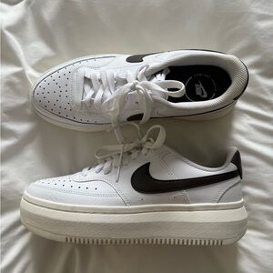 Nike White and Brown Platform Sneakers